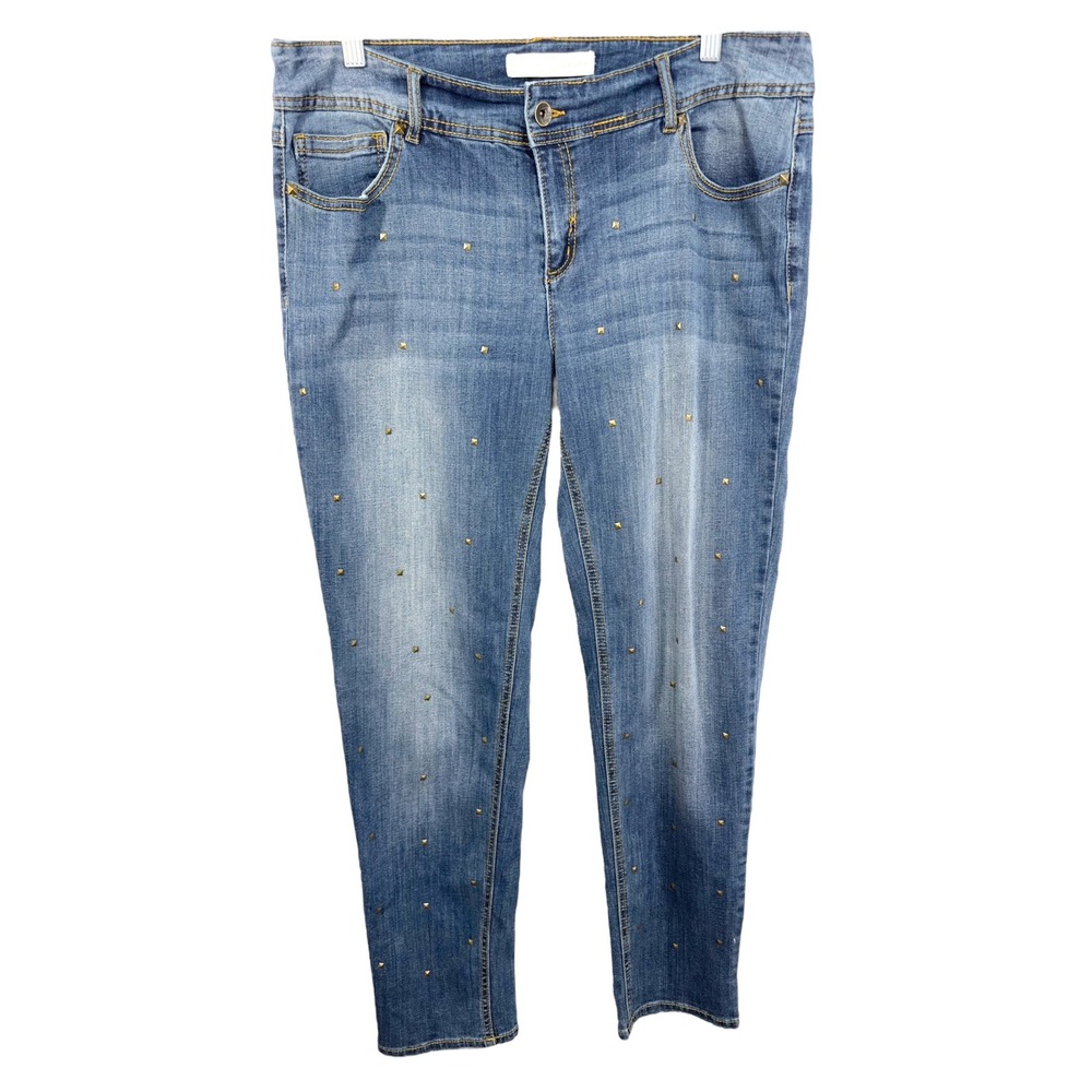 Cato Plus Size 16 Jeans Studded Embellished Blue Skinny Mid‎ Rise 30 Inseam 738
